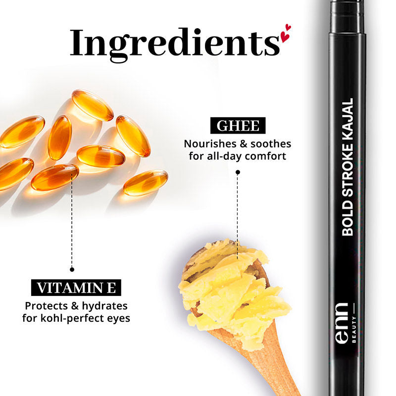 Bold Stroke Kajal - 24H Waterproof, Smudge-Proof & Long-Lasting, Intense Black