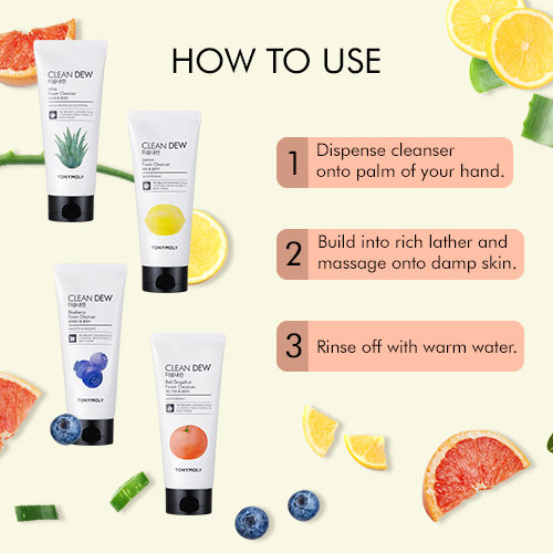 Korean Clean Dew Red Grapefruit Foam Cleanser with Antioxidants to Boost Skin Elasticity