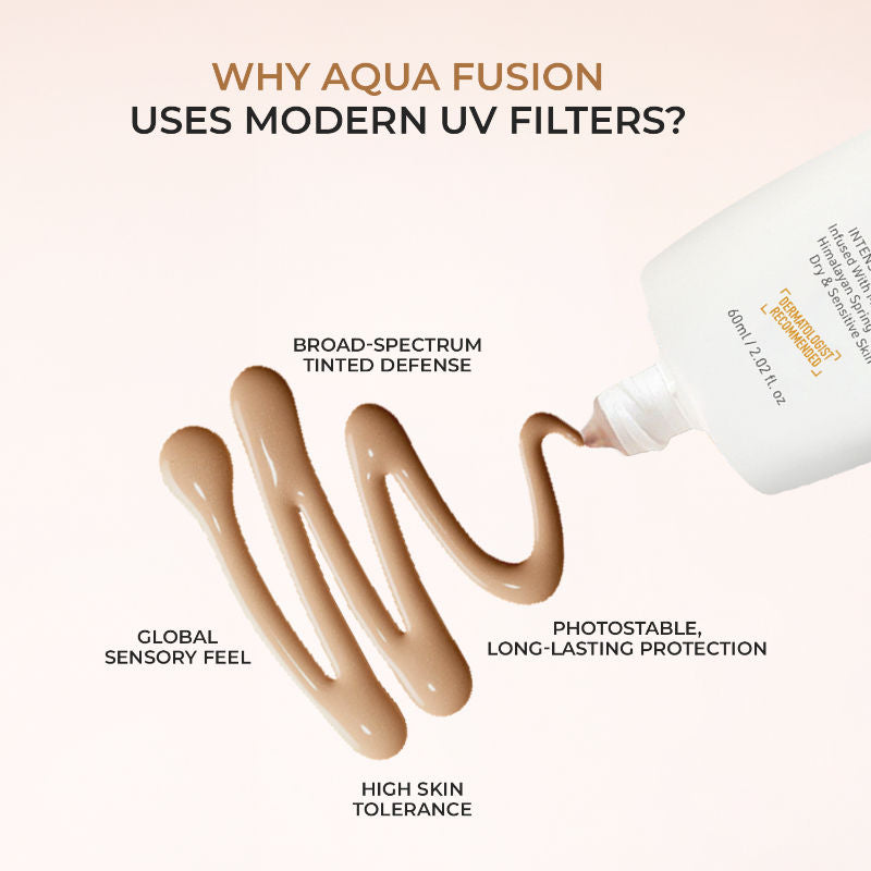 Aqua Fusion Tinted Sunscreen 5X Protection Non-Greasy, All Skin Types SPF 50 Pa++++