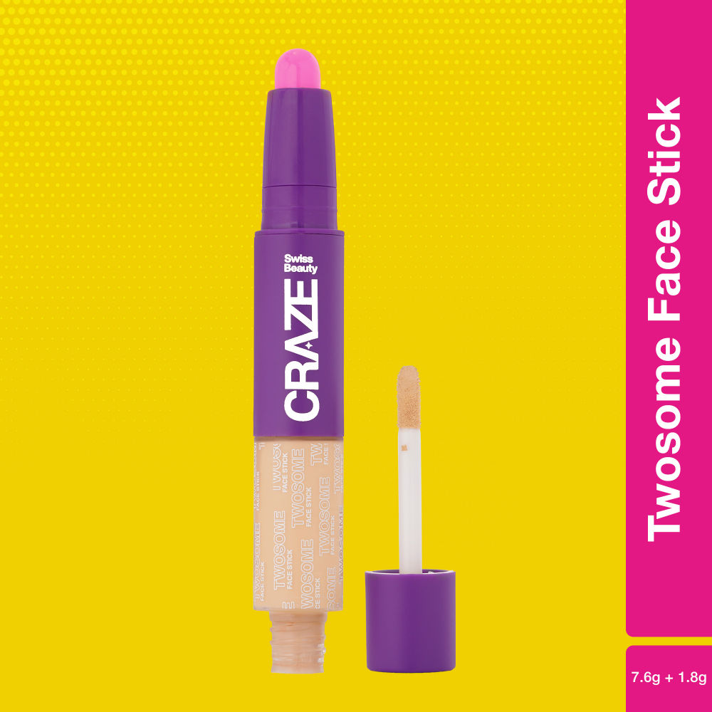 Craze Twosome Face Stick 2-In-1 Beauty Wand Concealer and Blush - 2 Light - Rose