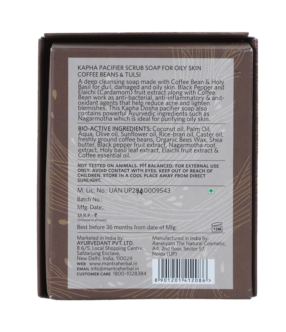 Kapha Pacifier Oily Skin Coffee Beans & Tulsi Scrub Soap
