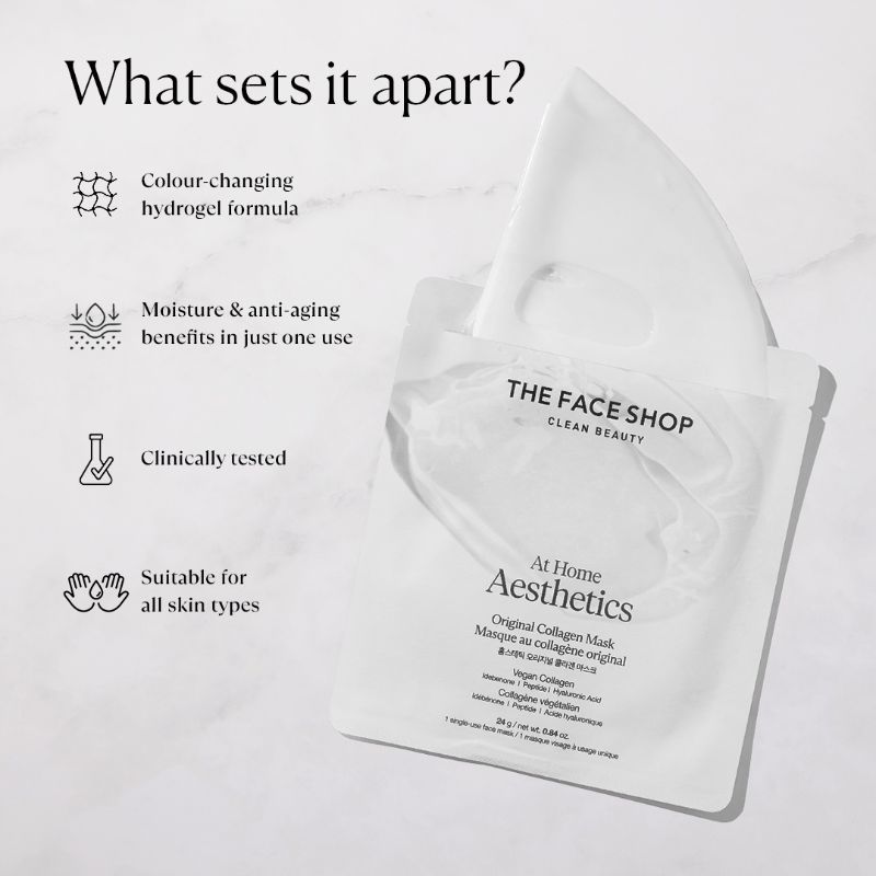 Korean Hydro Gel Sheet Mask - Vegan Collagen, Peptide & Hyaluronic Acid for Anti Aging
