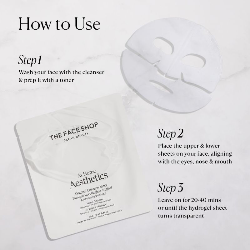 Korean Hydro Gel Sheet Mask - Vegan Collagen, Peptide & Hyaluronic Acid for Anti Aging