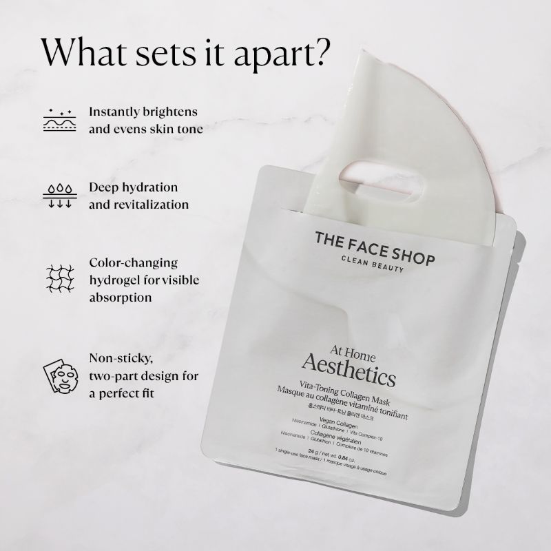 Korean Hydro Gel Sheet Mask - Vitamins, Vegan Collagen, Glutathione & Hyaluronic Acids
