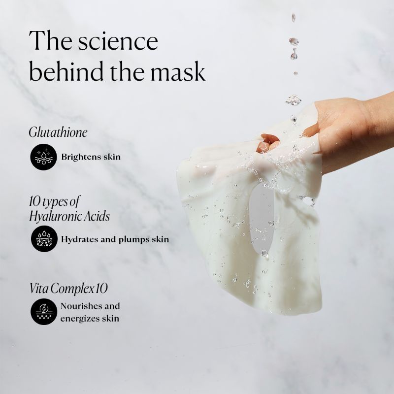 Korean Hydro Gel Sheet Mask - Vitamins, Vegan Collagen, Glutathione & Hyaluronic Acids