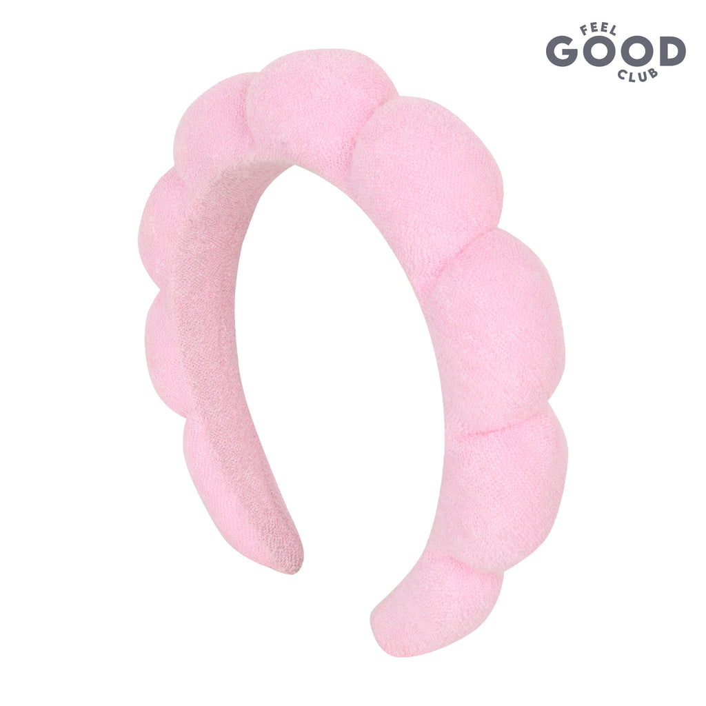 Pink Bubble Headband & Wristbands - Set For Face Wash Skincare Makeup And Spa