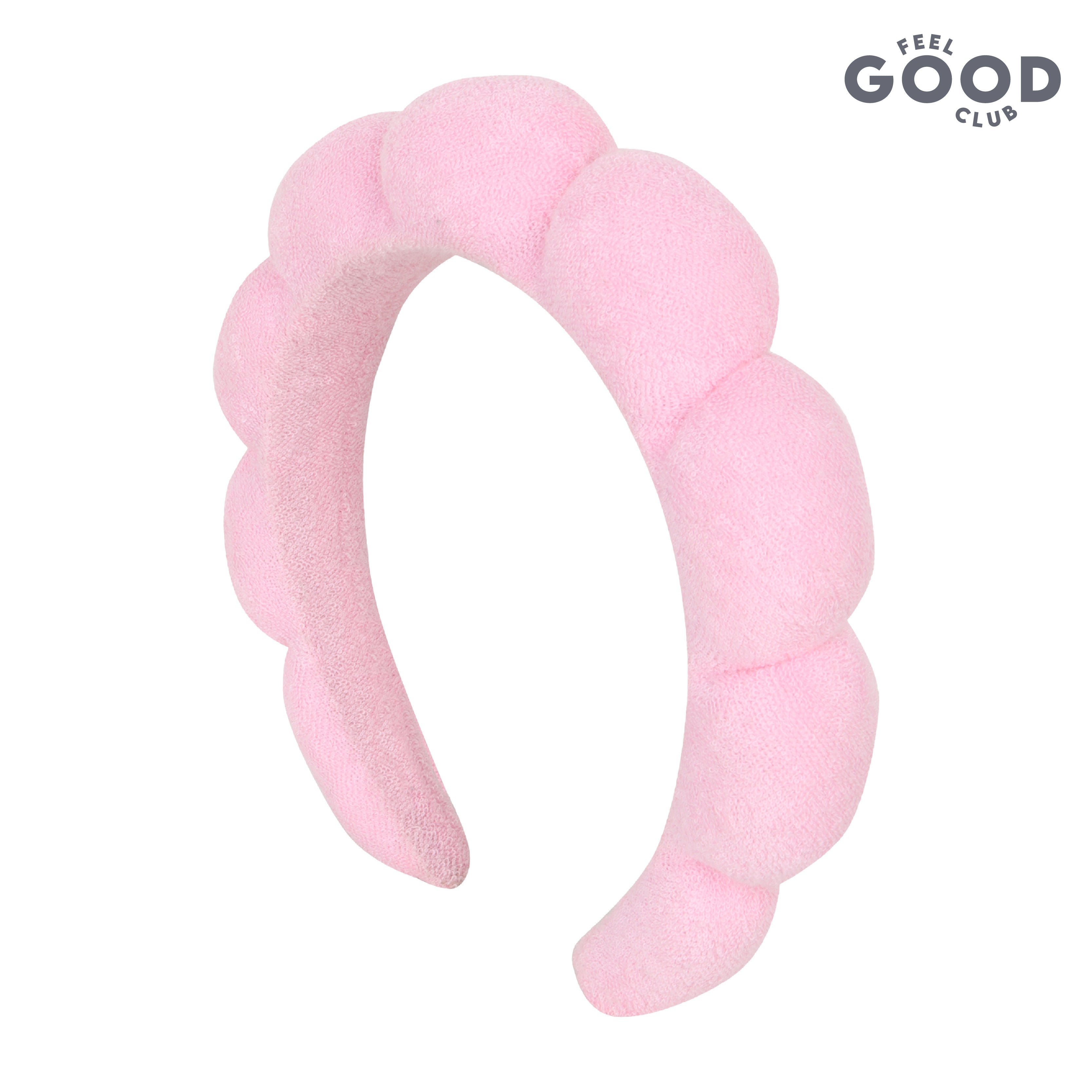 Pink Bubble Headband & Wristbands - Set For Face Wash Skincare Makeup And Spa