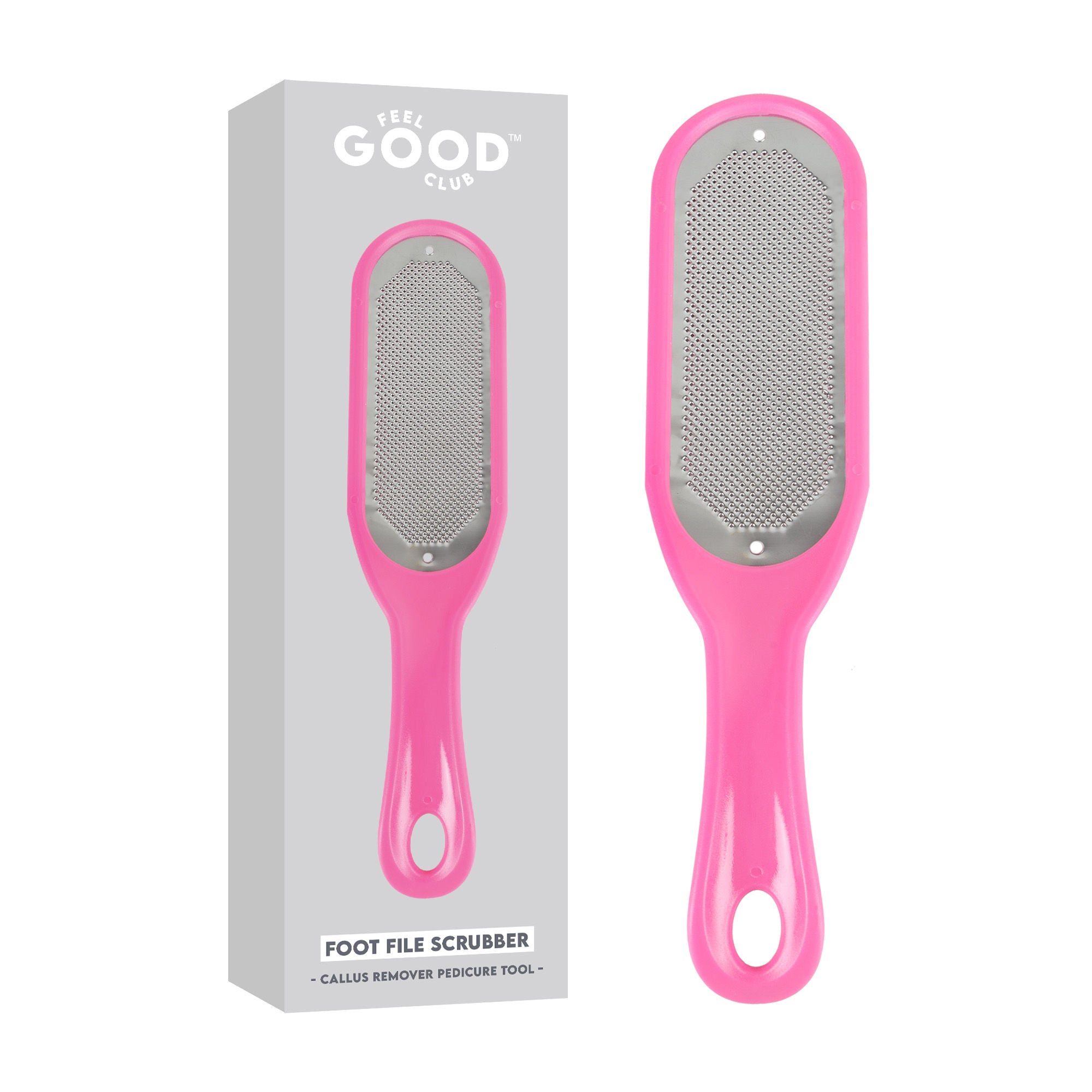 Stainless Steel Foot File Scrubber Pink Brush For Skin Exfoliation Care & Pedicure