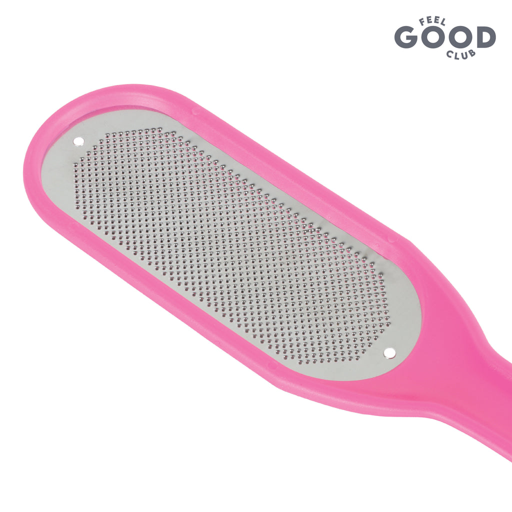 Stainless Steel Foot File Scrubber Pink Brush For Skin Exfoliation Care & Pedicure