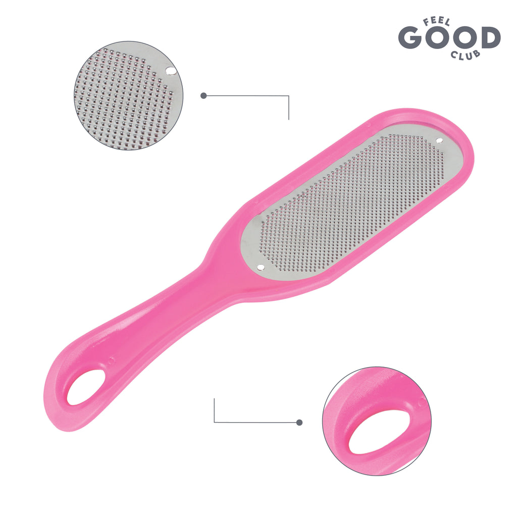 Stainless Steel Foot File Scrubber Pink Brush For Skin Exfoliation Care & Pedicure