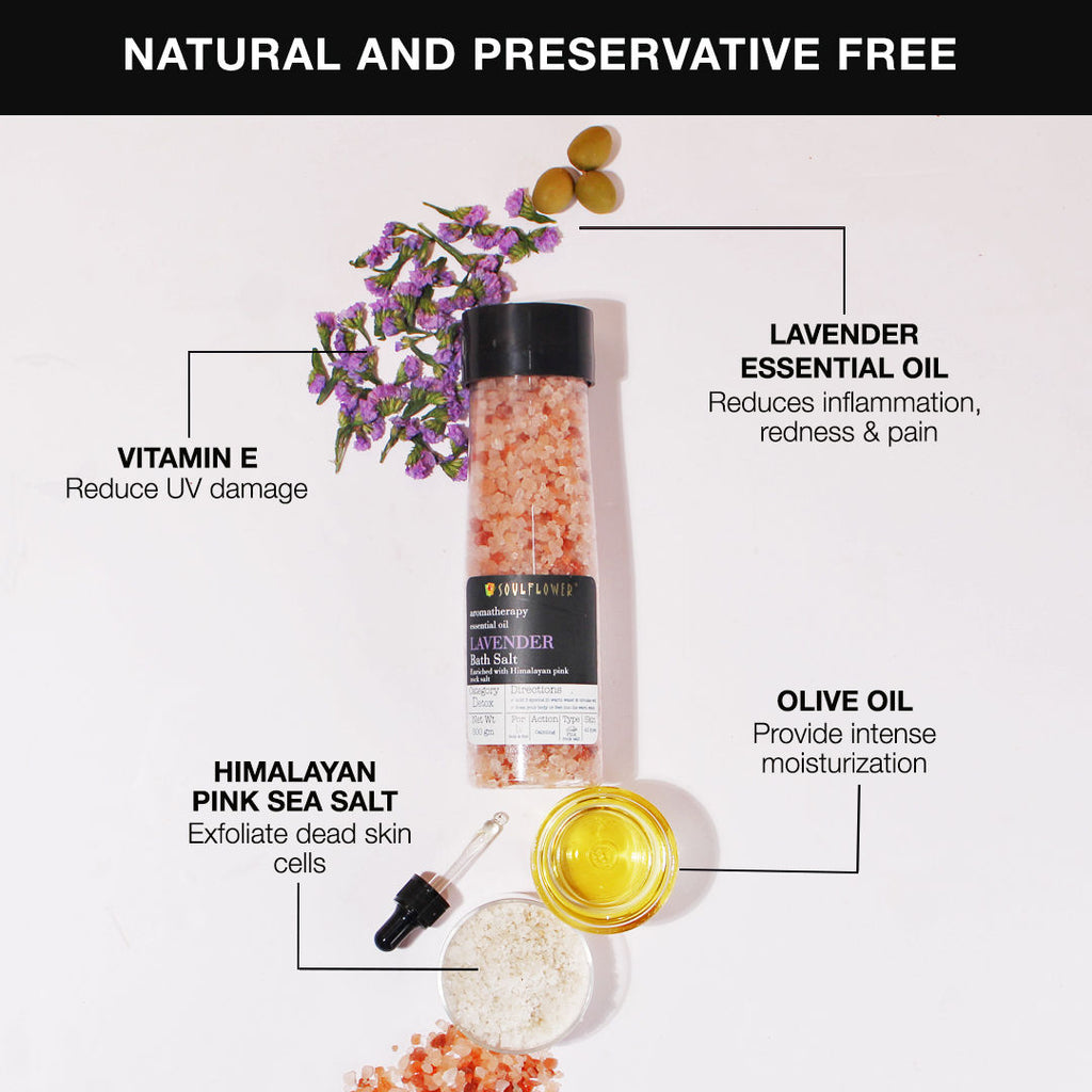 Exfoliating Lavender Himalayan Pink Rock Bath Salt With Vitamin E Olive For Sore Muscles