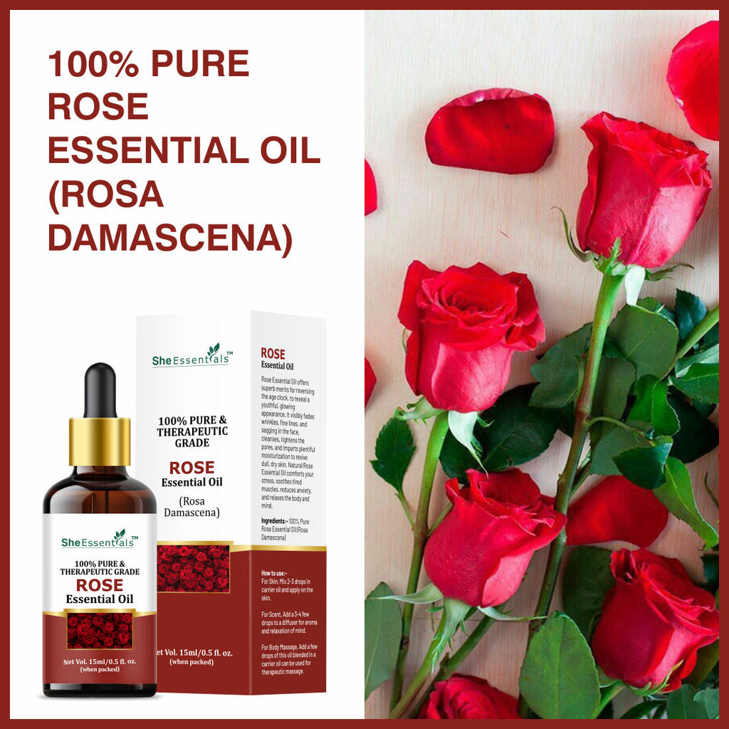 Rose Essential Oil For Glowing & Brightening Skin - 100% Natural