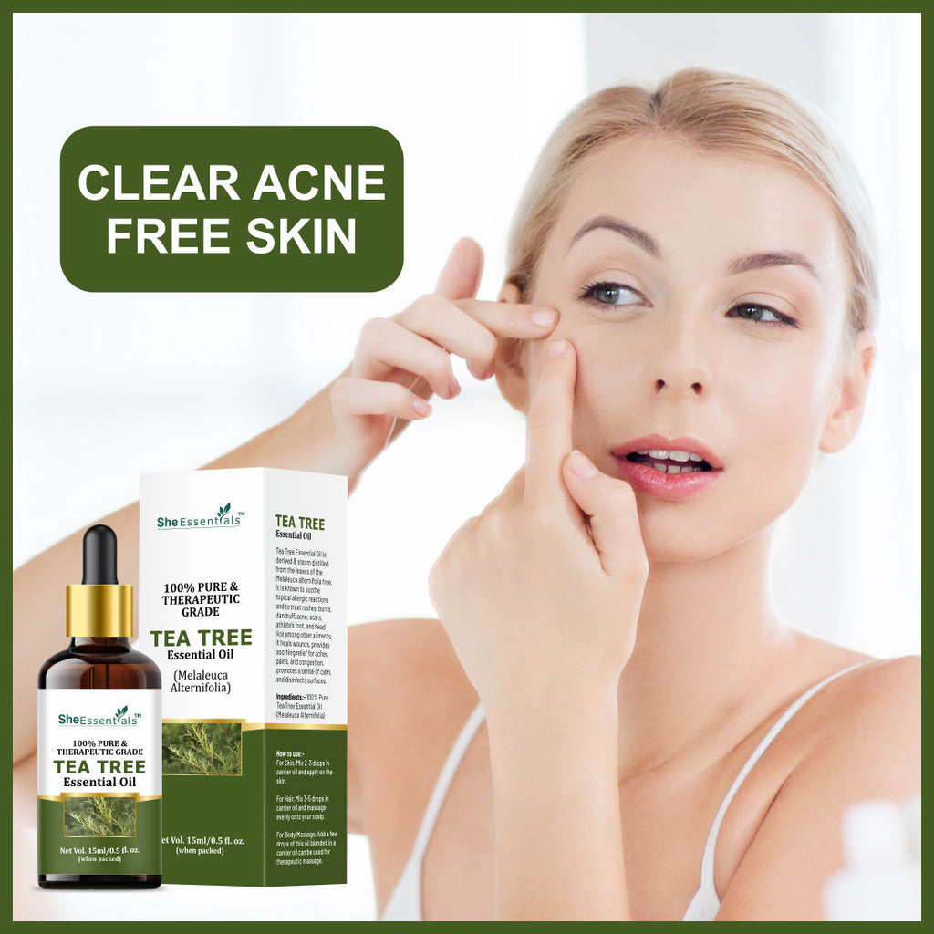 Rosemary, Rose & Tea Tree Essential Oil For Hair Growth, Acne, Skincare & Haircare