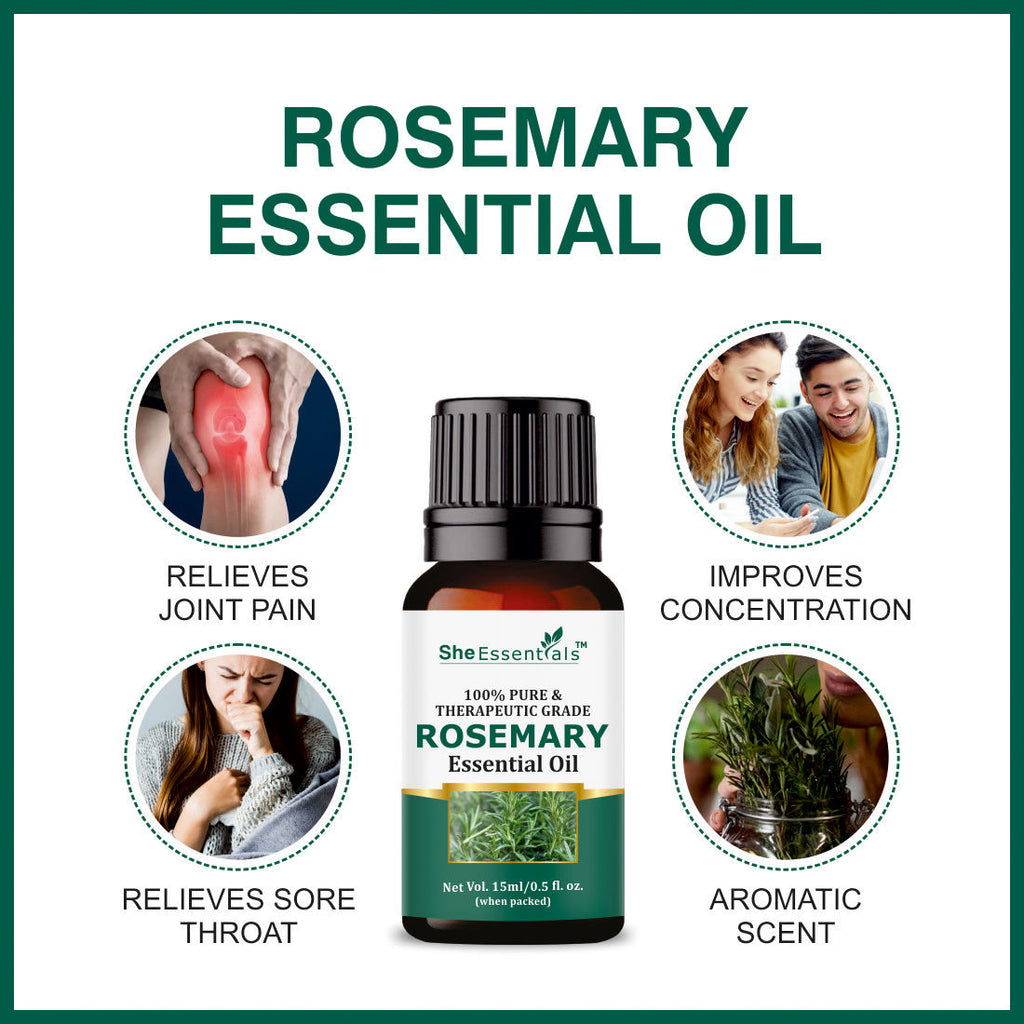Rosemary, Jojoba & Tea Tree Essential Oil For Hair Growth, Acne & Dandruff