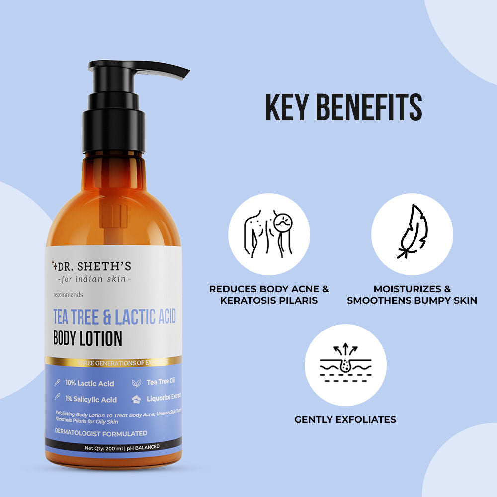 Tea Tree & Lactic Acid Body Lotion Provides Even Skin Tone, Reduce Body Acne