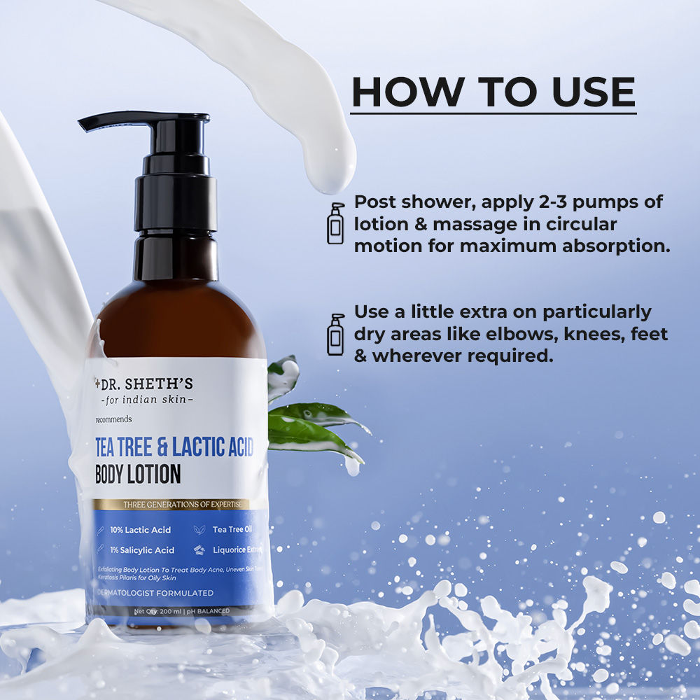 Tea Tree & Lactic Acid Body Lotion Provides Even Skin Tone, Reduce Body Acne