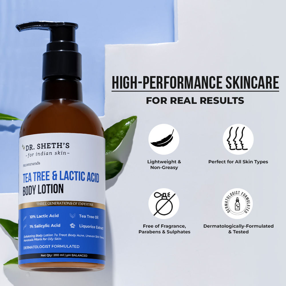 Tea Tree & Lactic Acid Body Lotion Provides Even Skin Tone, Reduce Body Acne