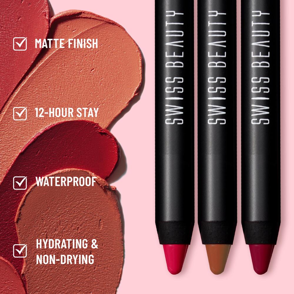 Matte Long Lasting Stay Maxx Lip Crayon Lipstick Matte Finish