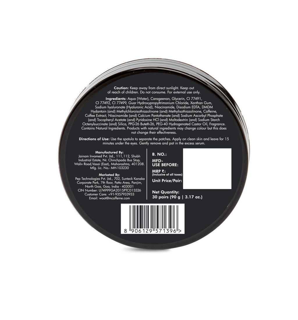 Coffee Hydrogel Under Eye Patches for Dark Circles with Hyaluronic Acid Depuffs