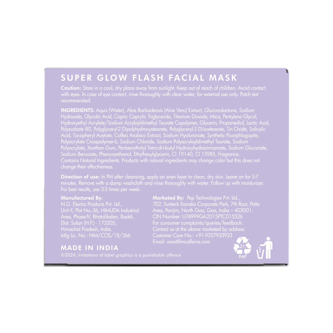 Super Glow Flash Facial 25% AHA+BHA+PHA Face Mask