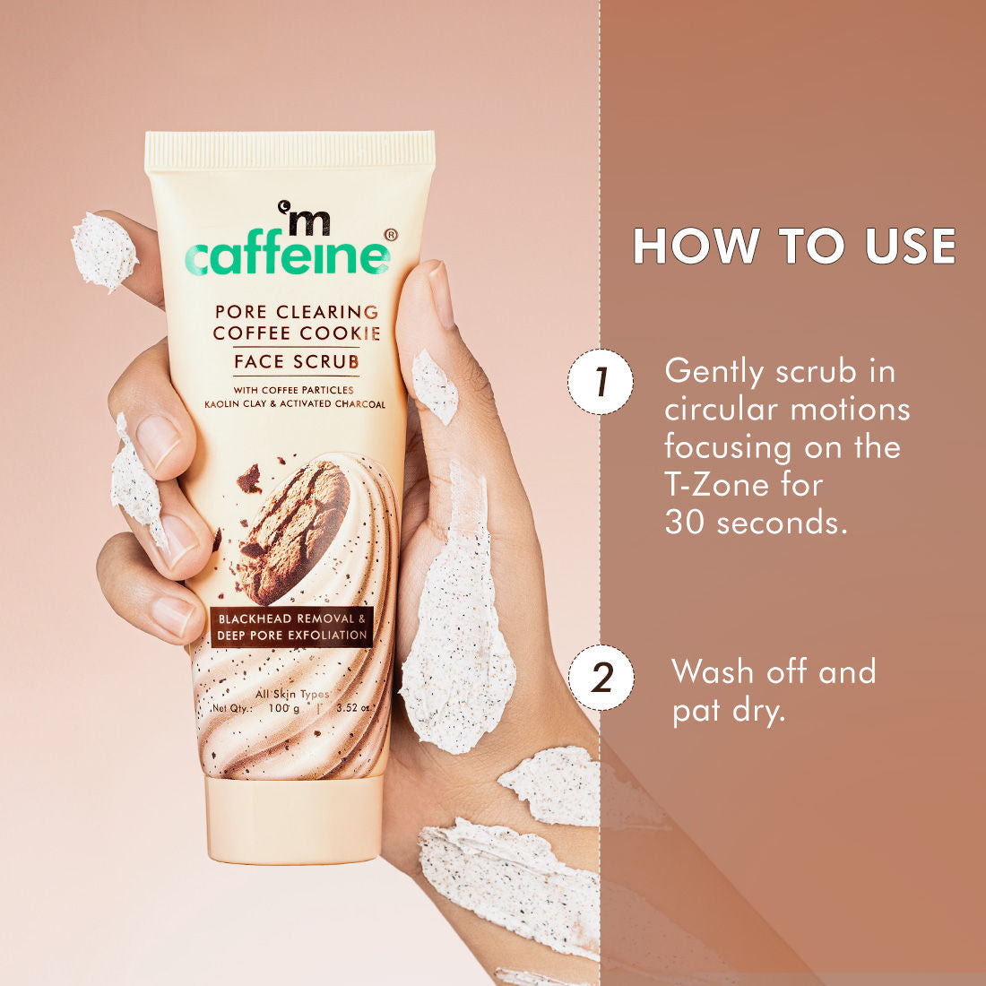 4.5% Exfoliants Pore Clearing Coffee Cookie Face Scrub Remove Blackheads, Detan & Glow