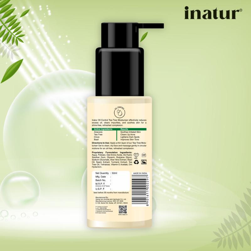Tea Tree Gel, Non-Sticky Moisturizer, with Neem, Aloe Vera, for Oily, Acne-Prone Skin