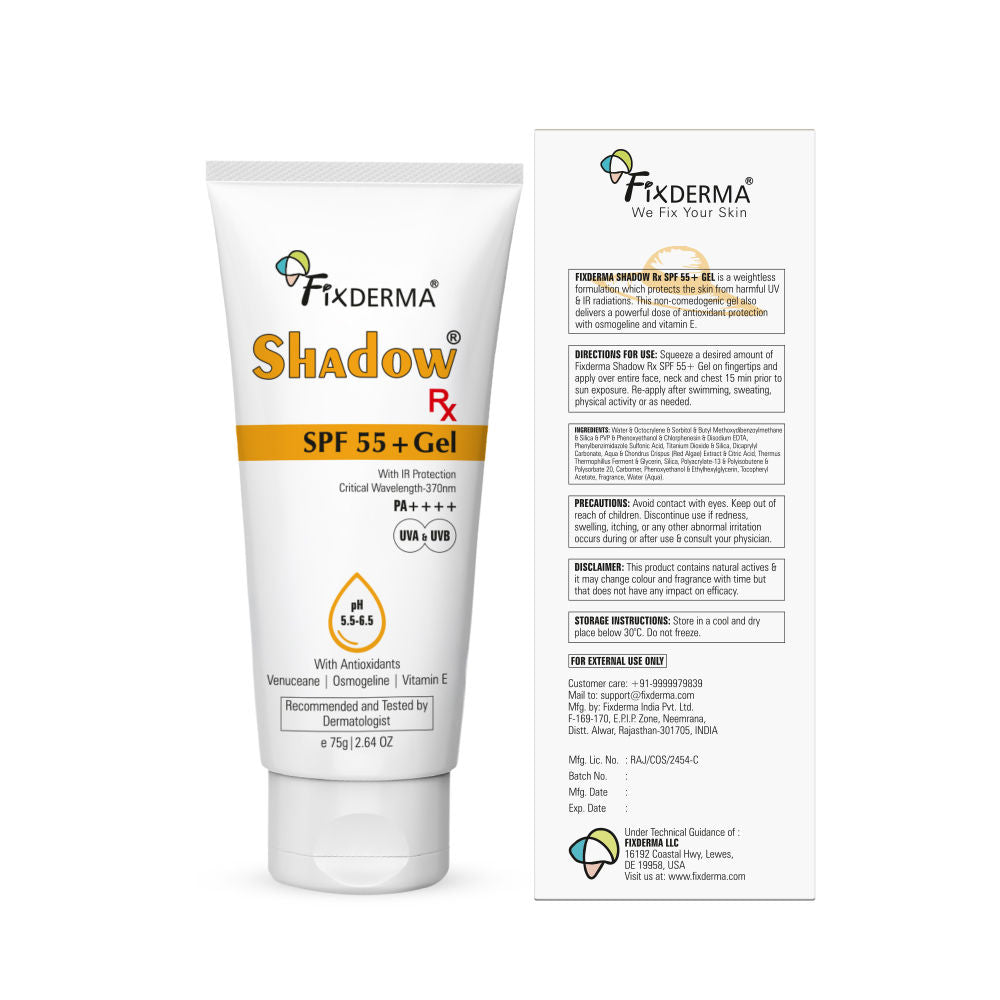 Shadow Rx Sunscreen SPF 55+ Gel For Oily Skin Acne Prone