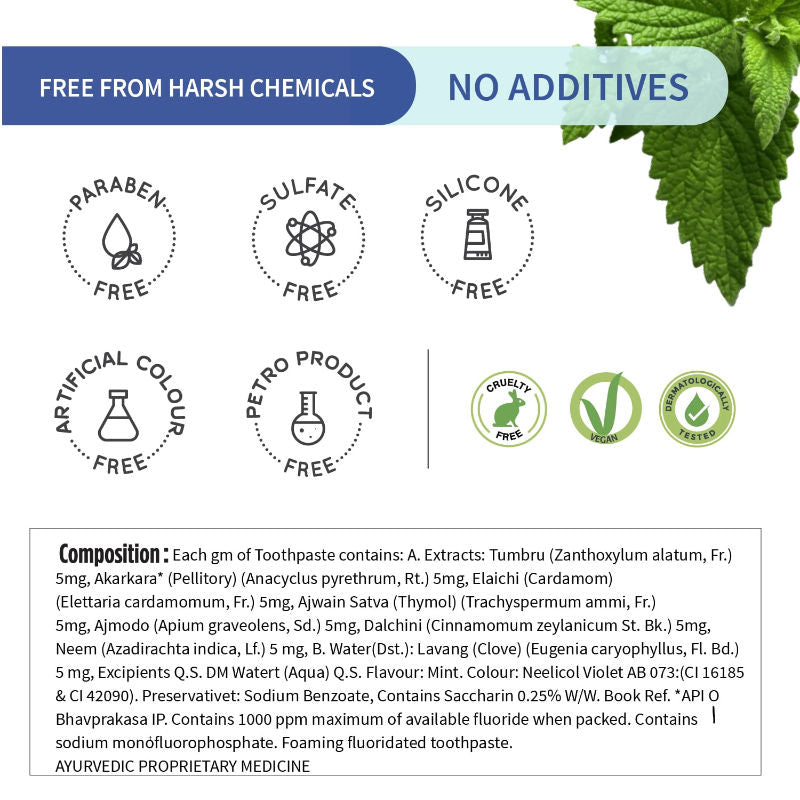 Ayurvedic Charcoal White Toothpaste with Bamboo Charcoal for Deep Cleaning