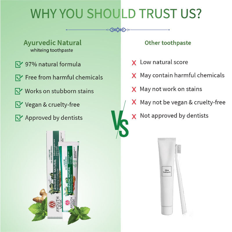 Ayurvedic Natural Whitening Toothpaste with Ginger & Mint For Visibly Whiter Teeth