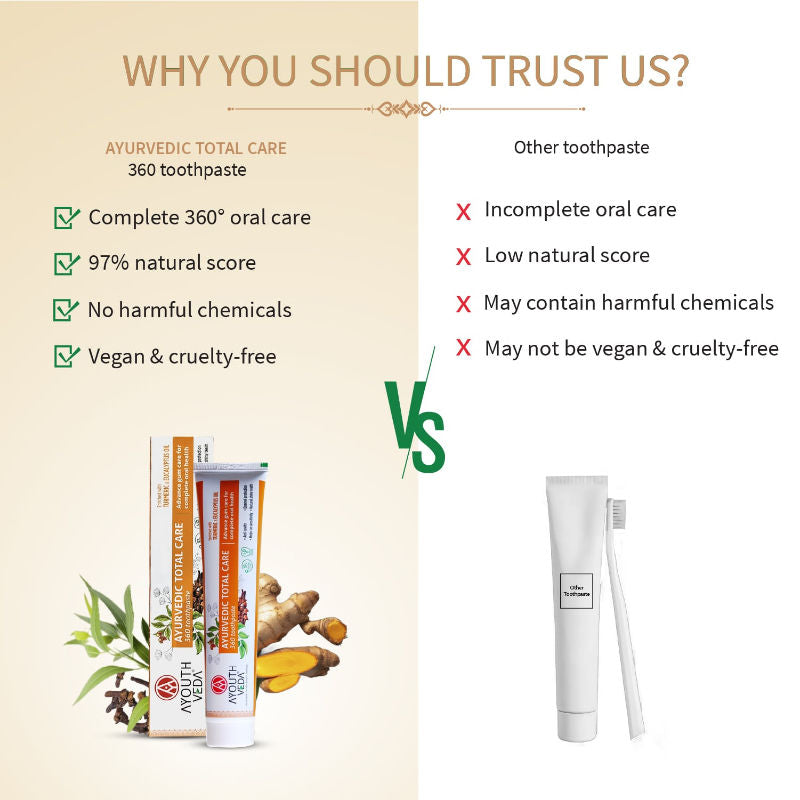 Ayurvedic Total Care 360 Toothpaste with Turmeric & Eucalyptus for Oral Health
