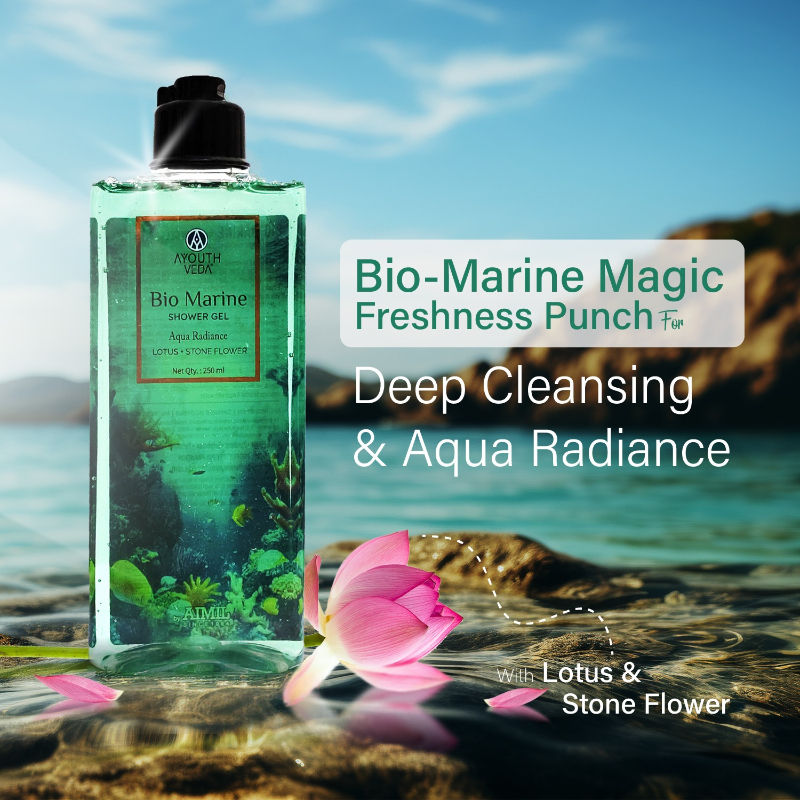 Bio Marine Shower Gel with Lotus & Stone Flower for Clensed, Hydrated & Rejuvenated Skin