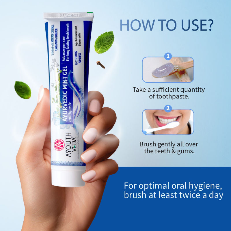 Ayurvedic Mint Gel Toothpaste with Menthol & Cardamom for Fresh Breath