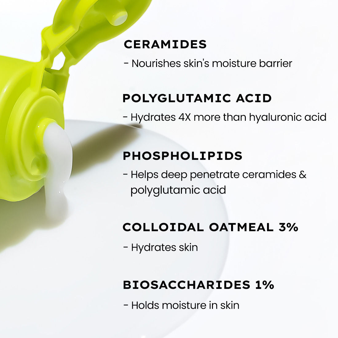 Moisturizing Cream for Dry Skin 2% Ceramides + Polyglutamic Acid Gentle Cleanser