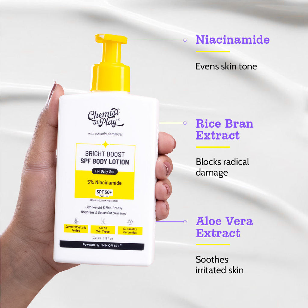 Bright Boost SPF Body Lotion, SPF 50+ PA++++, 24 hours moisturization