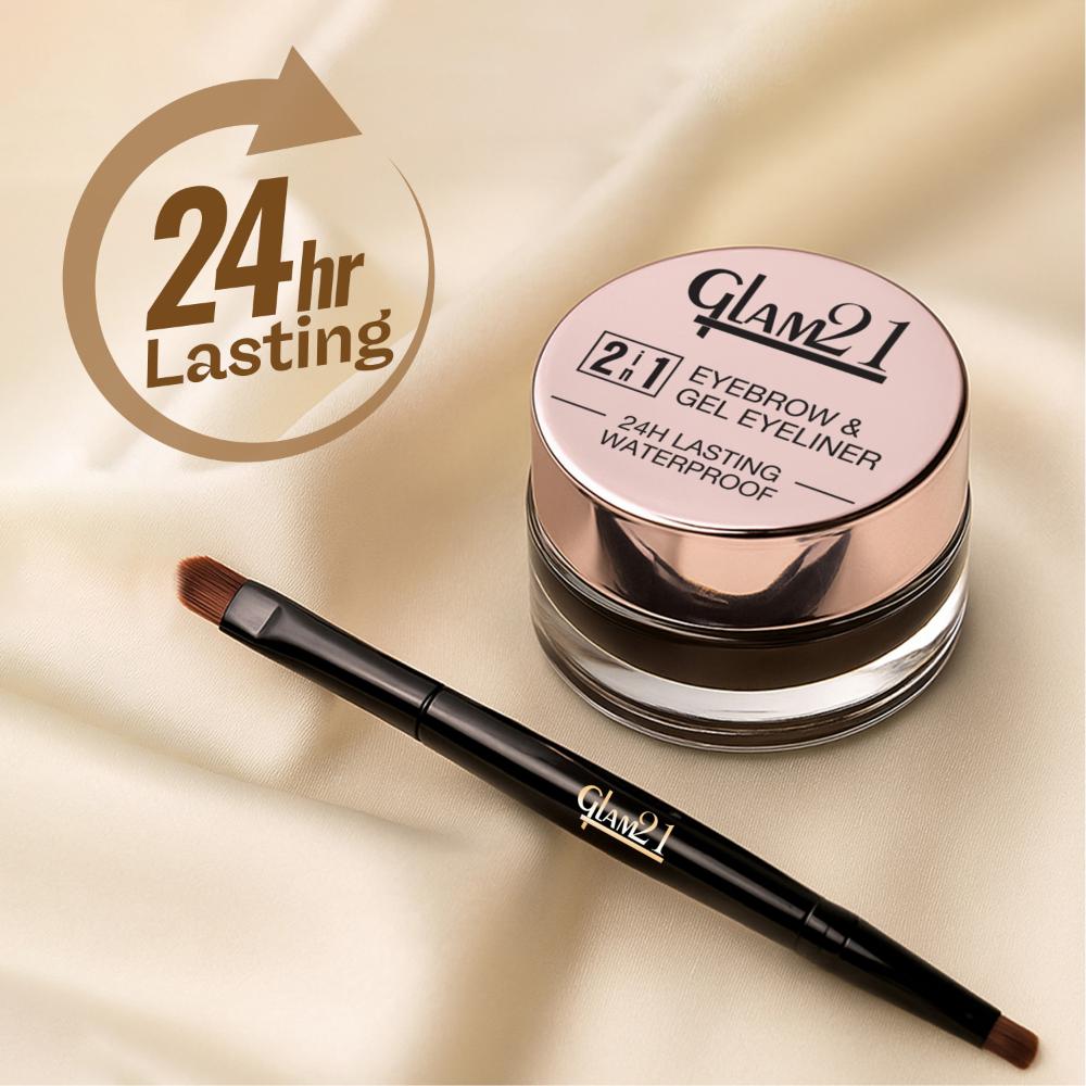 2-In-1 Eyebrow & Gel Eyeliner 24-Hour Stay Waterproof - 02 Brown