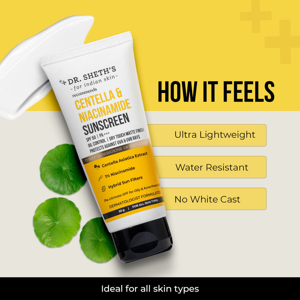 Centella & Niacinamide Sunscreen Spf 50 Pa+++ Protection For Oily & Acne-Prone Skin