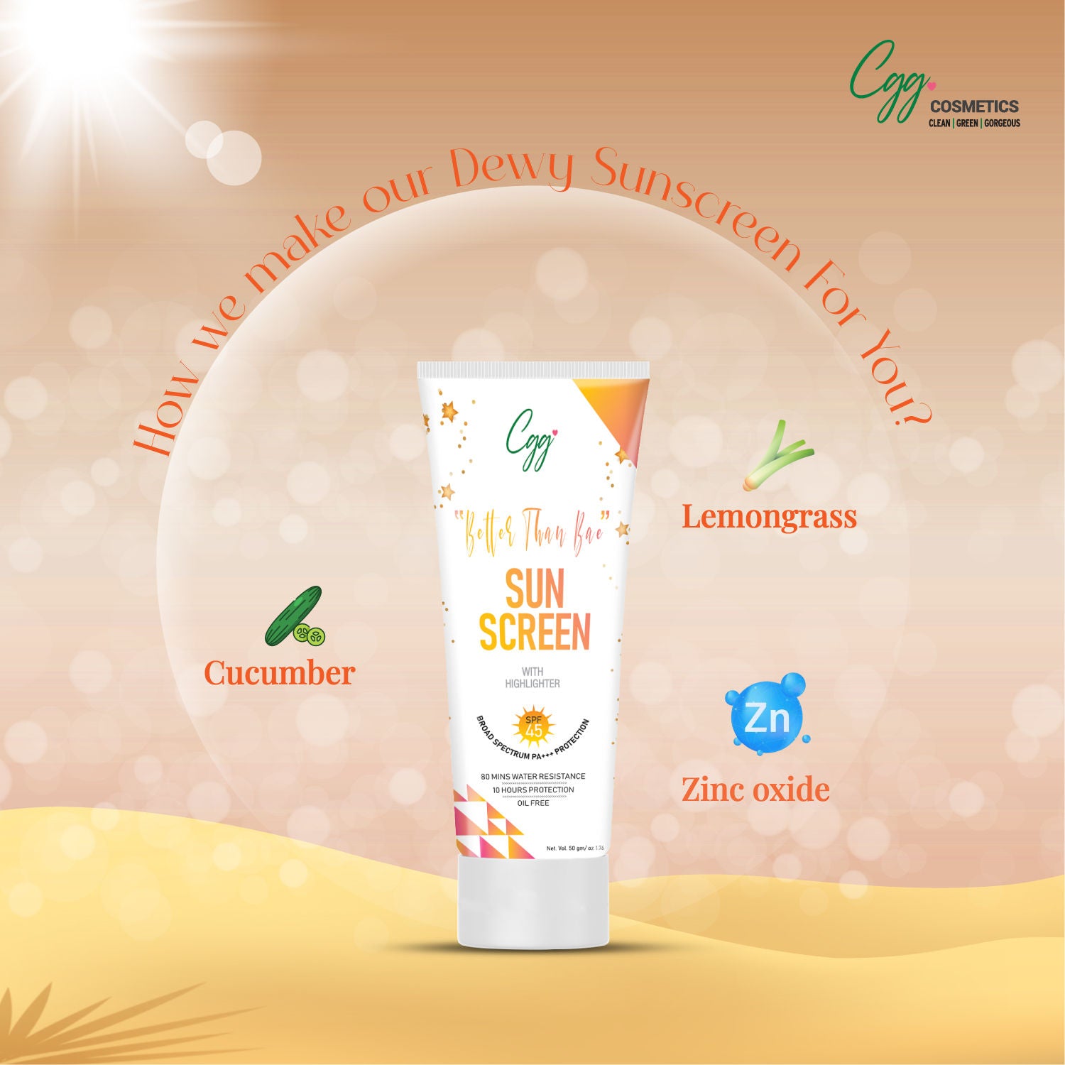 Suncreen SPF 45 + FREE CGG cosmetics Hand cream SPF 45