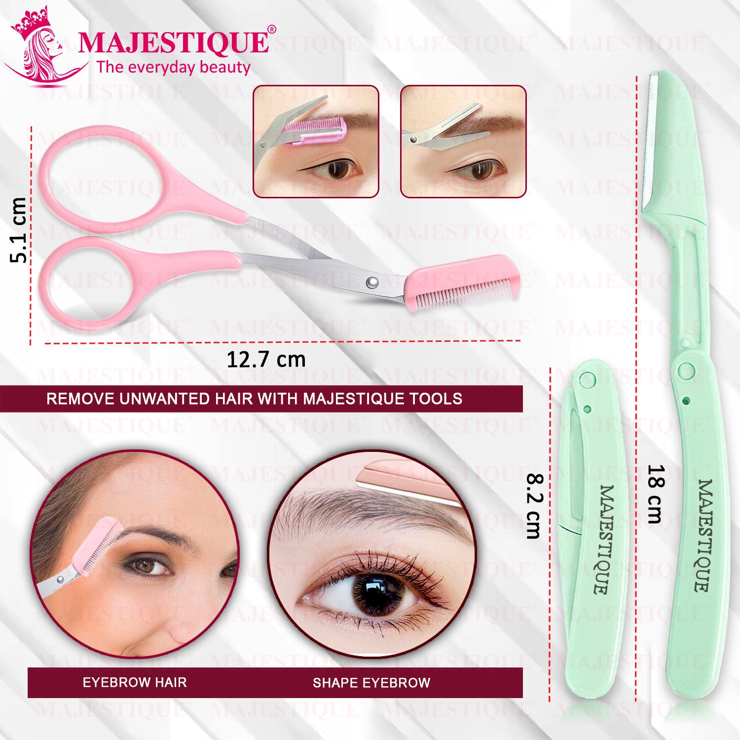 Eyebrow Trimming Scissors With Folding Facial Razors