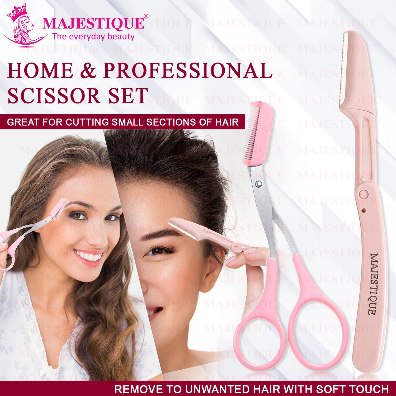 Eyebrow Trimming Scissors With Folding Facial Razors