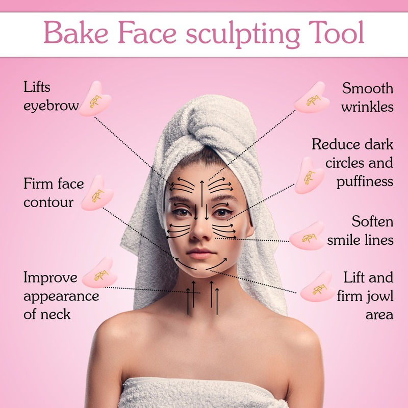 Quartz Gua Sha Stone Face Massager Tool for Reducing Fine Lines & Wrinkles and Eye Puffiness