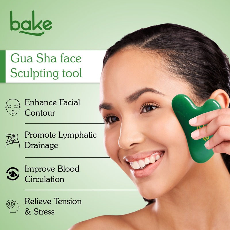 Jade Gua Sha Stone Face Massager Tool for Reducing Fine Lines & Wrinkles and Eye Puffiness
