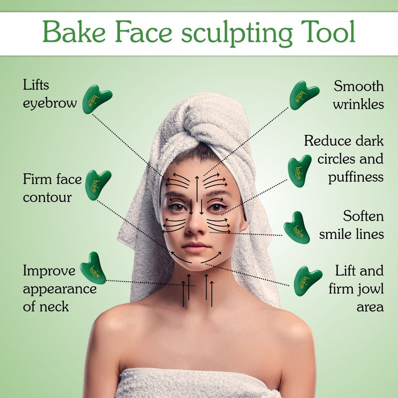 Jade Gua Sha Stone Face Massager Tool for Reducing Fine Lines & Wrinkles and Eye Puffiness
