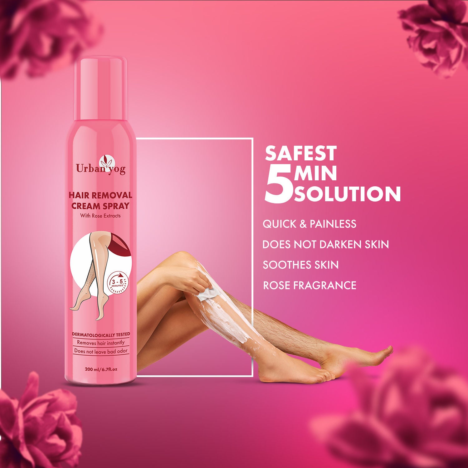 Hair Removal Cream Spray With Rose Extracts