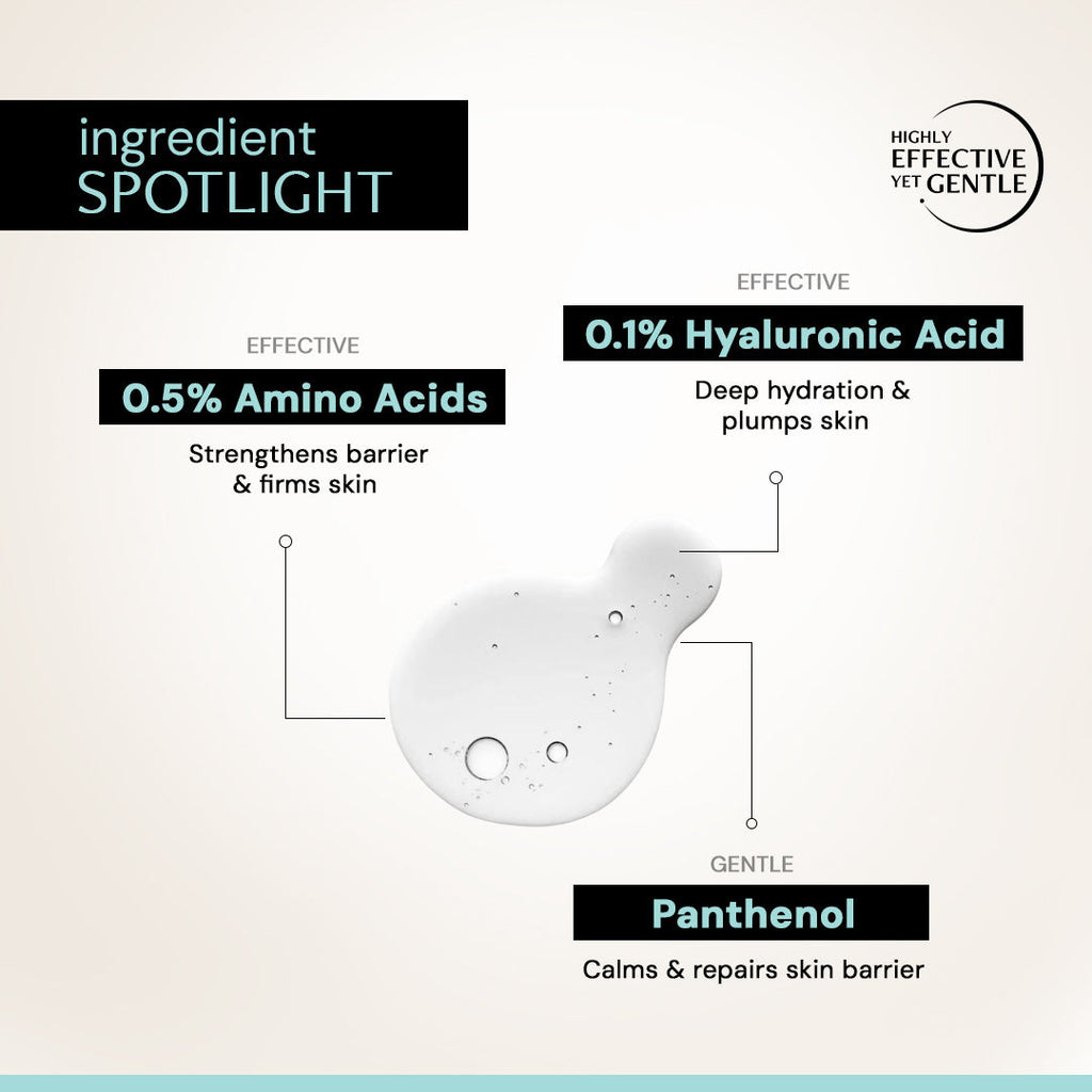 Hydrating Face Wash, 0.5% Amino Acids + 0.1% Hyaluronic Acid, Deeply Cleanses & Hydrates