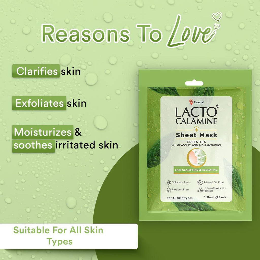 Green Tea Face Sheet Mask for Hydration, Calm & Clear Skin that Soothes Acne