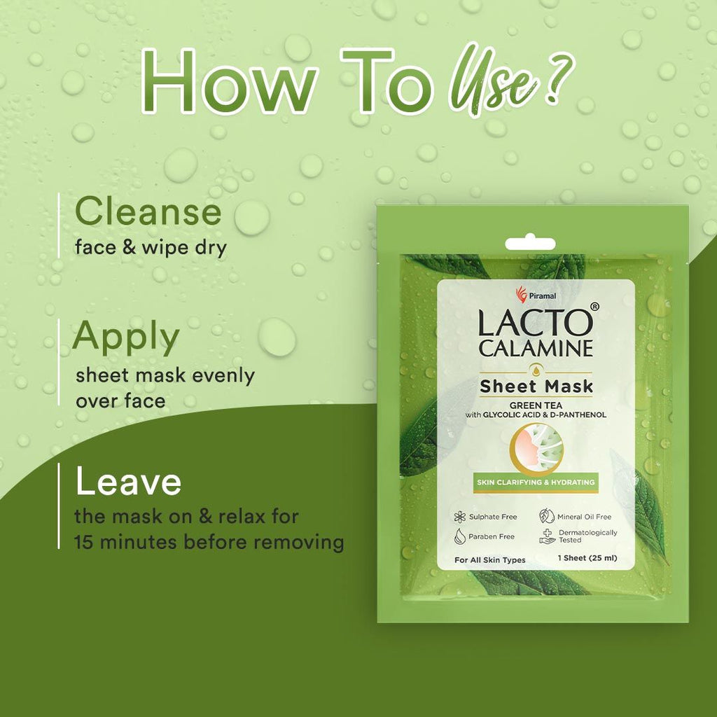Green Tea Face Sheet Mask for Hydration, Calm & Clear Skin that Soothes Acne