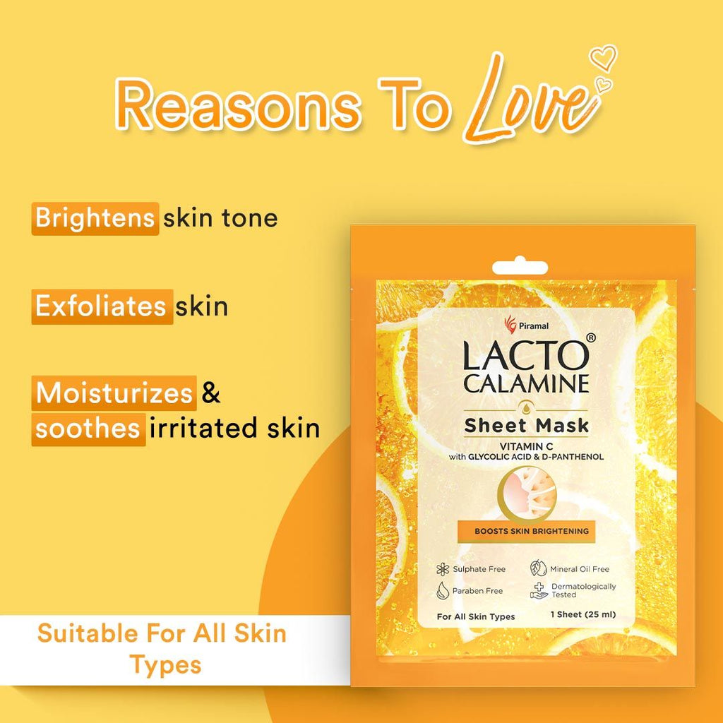 Vitamin C Face Sheet Mask with Antioxidant for Nourishing, Brightening & Glowing Skin