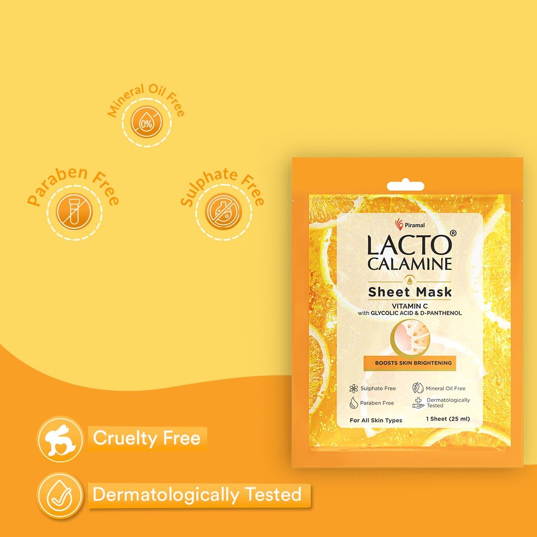 Vitamin C Face Sheet Mask with Antioxidant for Nourishing, Brightening & Glowing Skin