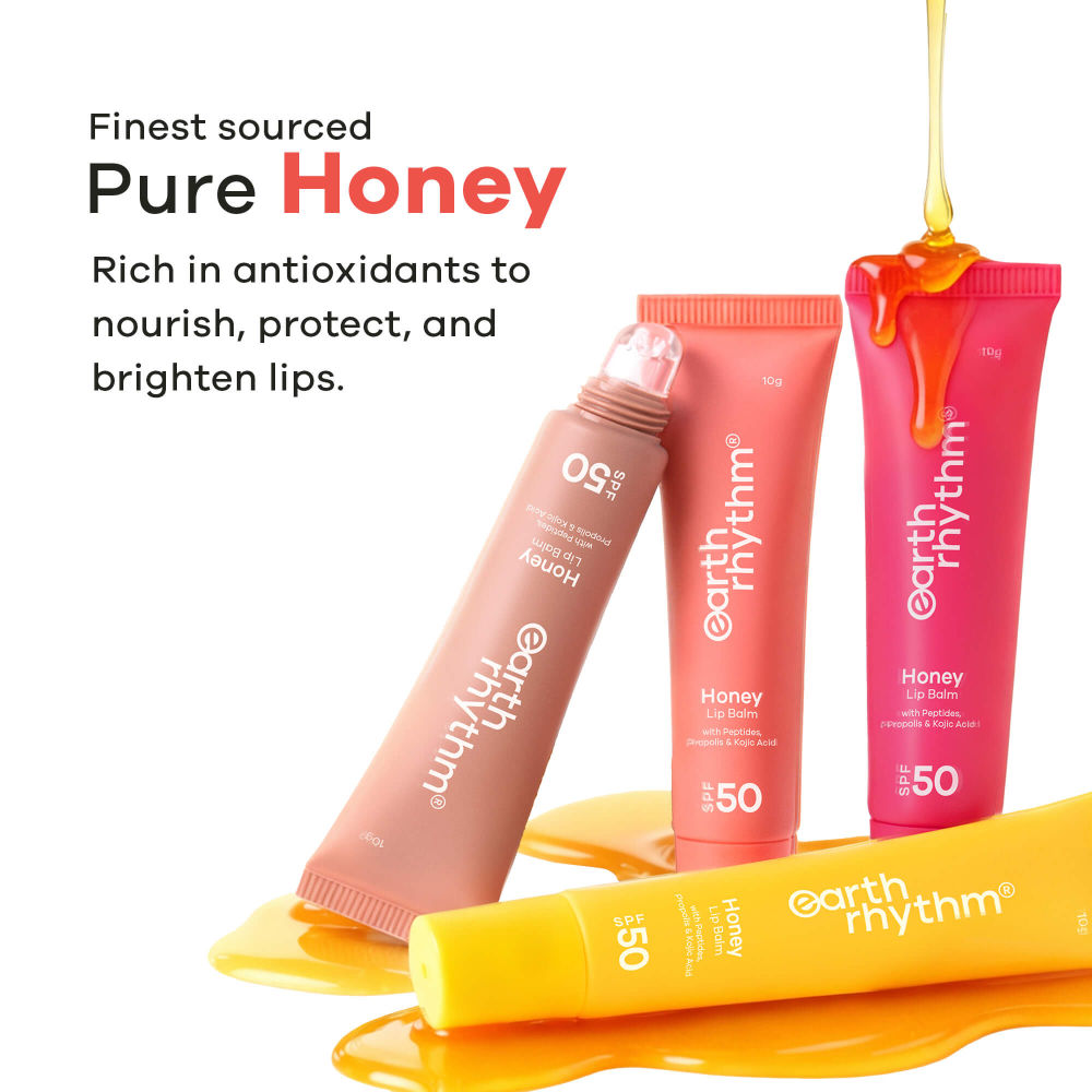 Honey Lip Balm Spf 50 Brightens Lips With Propolis, Peptides & Kojic Acid