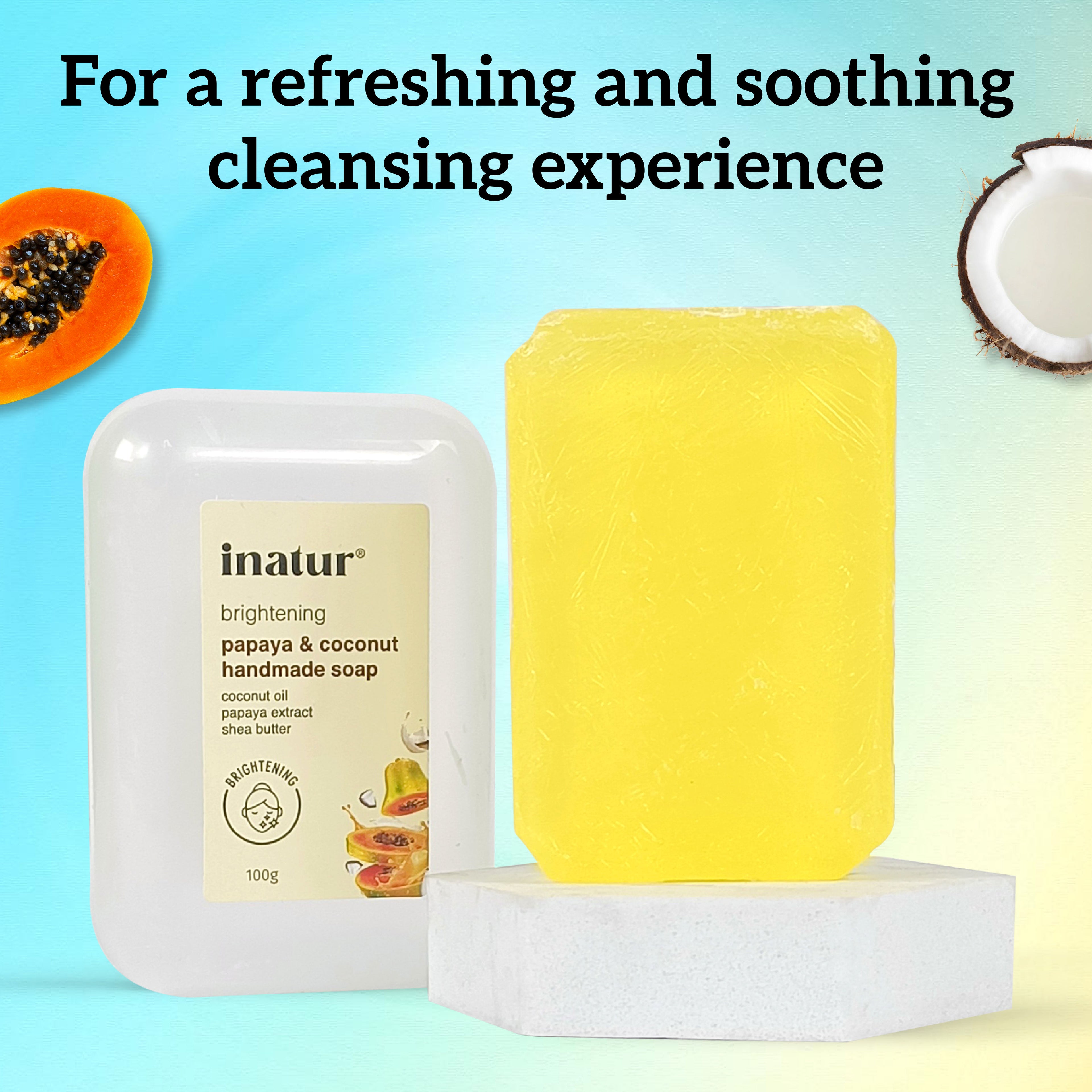Papaya & Coconut Soap For Brightening & Cleansing with Papaya Extract, Shea Butter & Coconut
